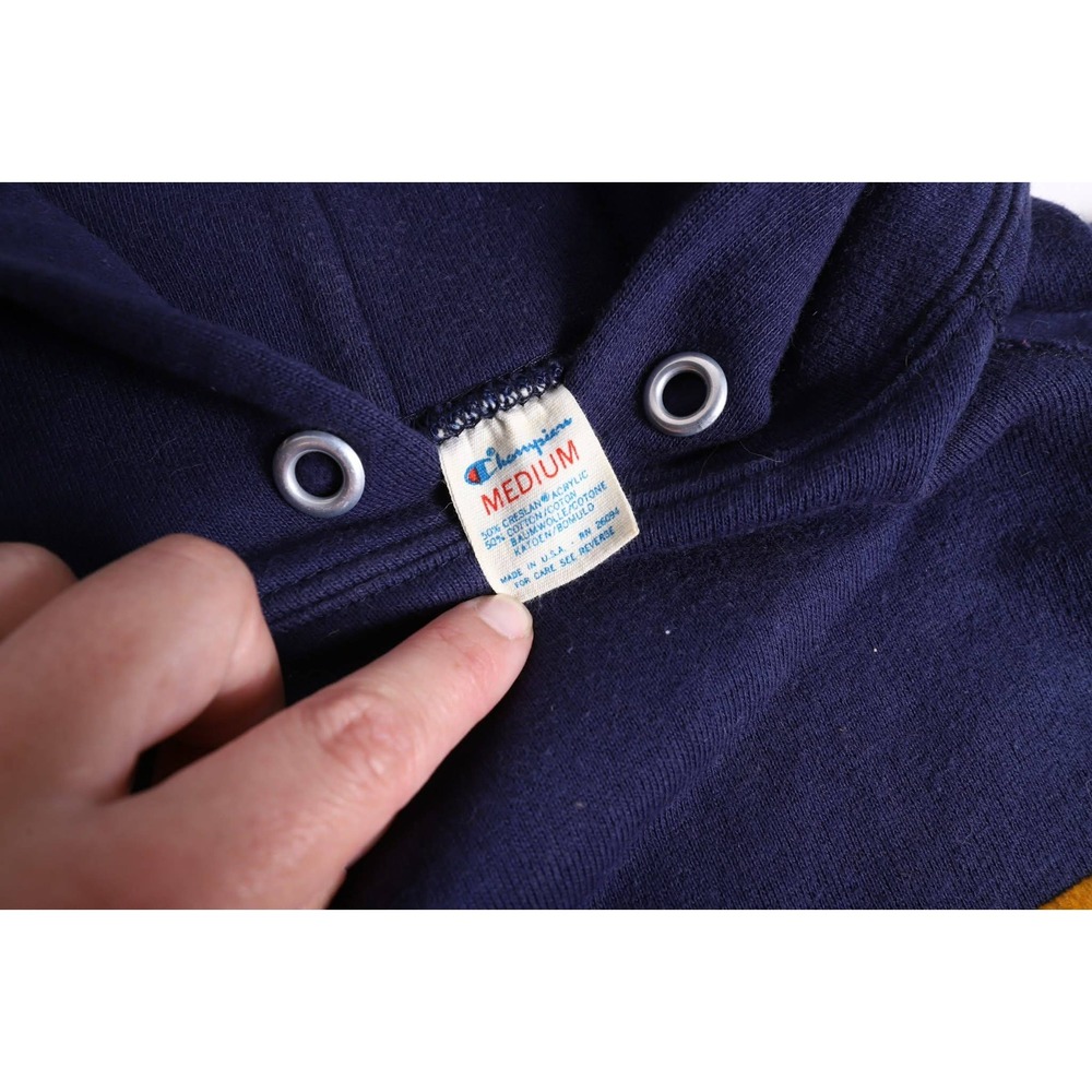Vintage Champion Notre Dame Hoodie Navy Blue Flocked Medium Made in USA 70s 80s - Picture 3 of 7